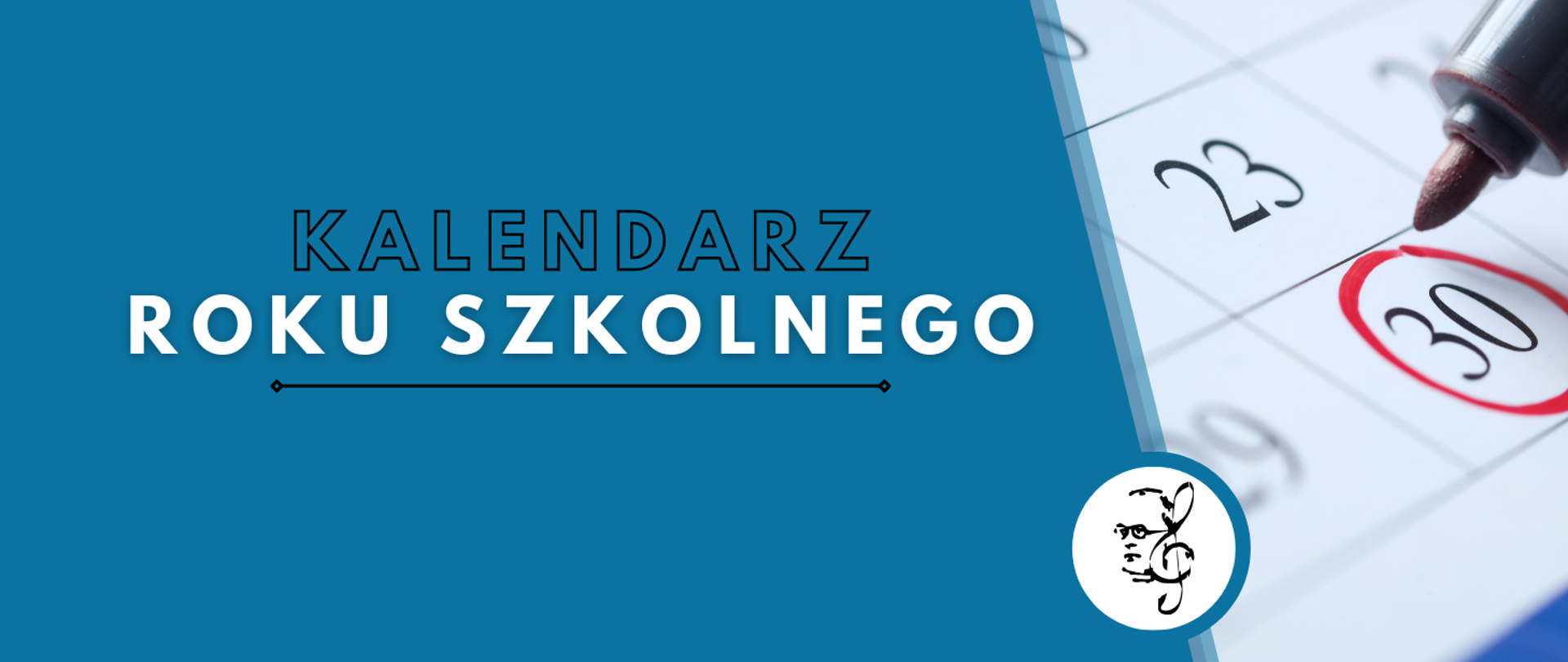 na niebieskim tle napis kalendarz roku szkolnego w tle kartka z kalendarza