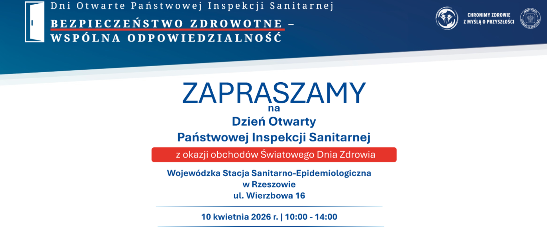 Grafika zachęcająca do udziału w Dniach Otwartych Wojewódzkiej Stacji Sanitarno-Epidemiologicznej w Rzeszowie 10 kwietnia