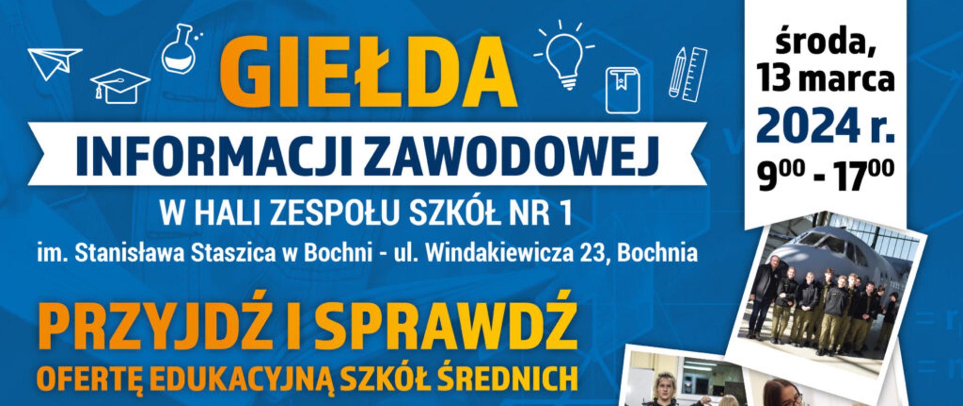 Plakat z zaproszeniem na giełdę informacji zawodowej 