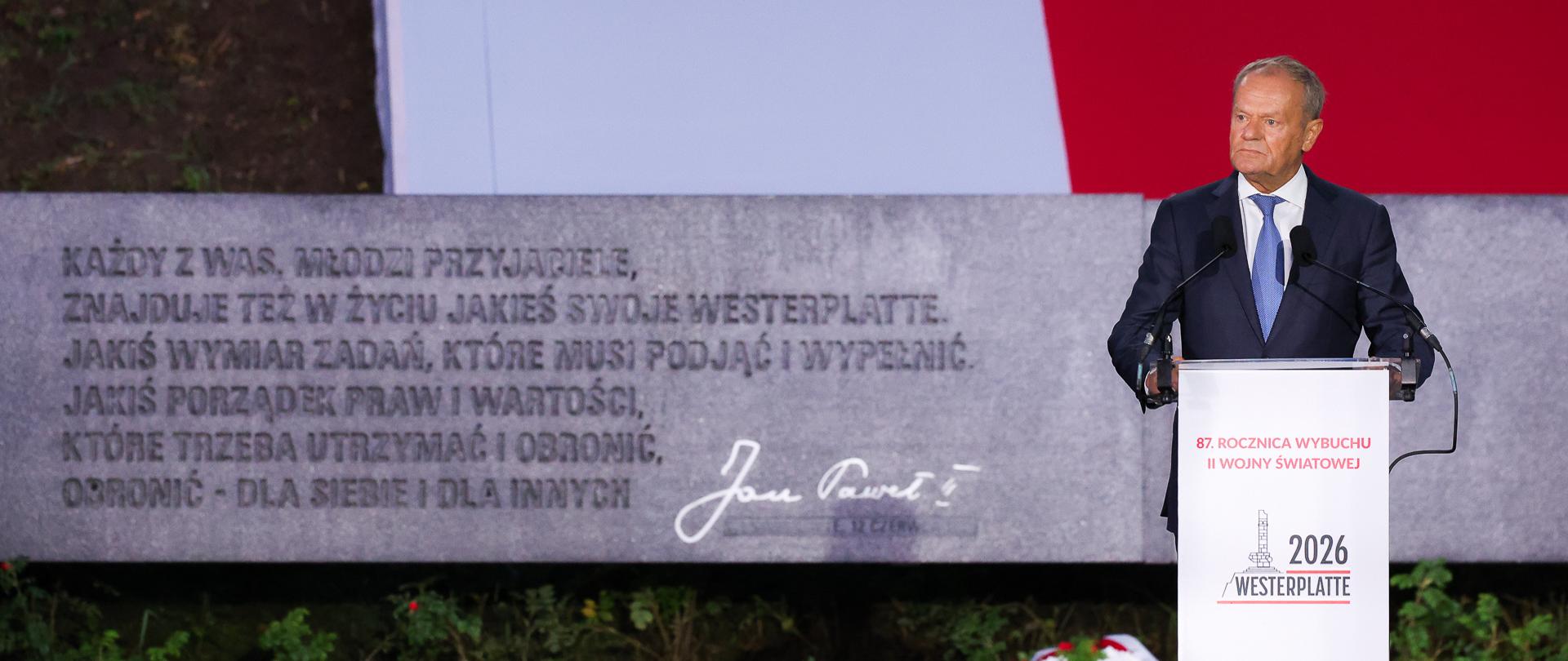 Udział Premiera Donalda Tuska w obchodach 87. rocznicy wybuchu II wojny światowej na Westerplatte