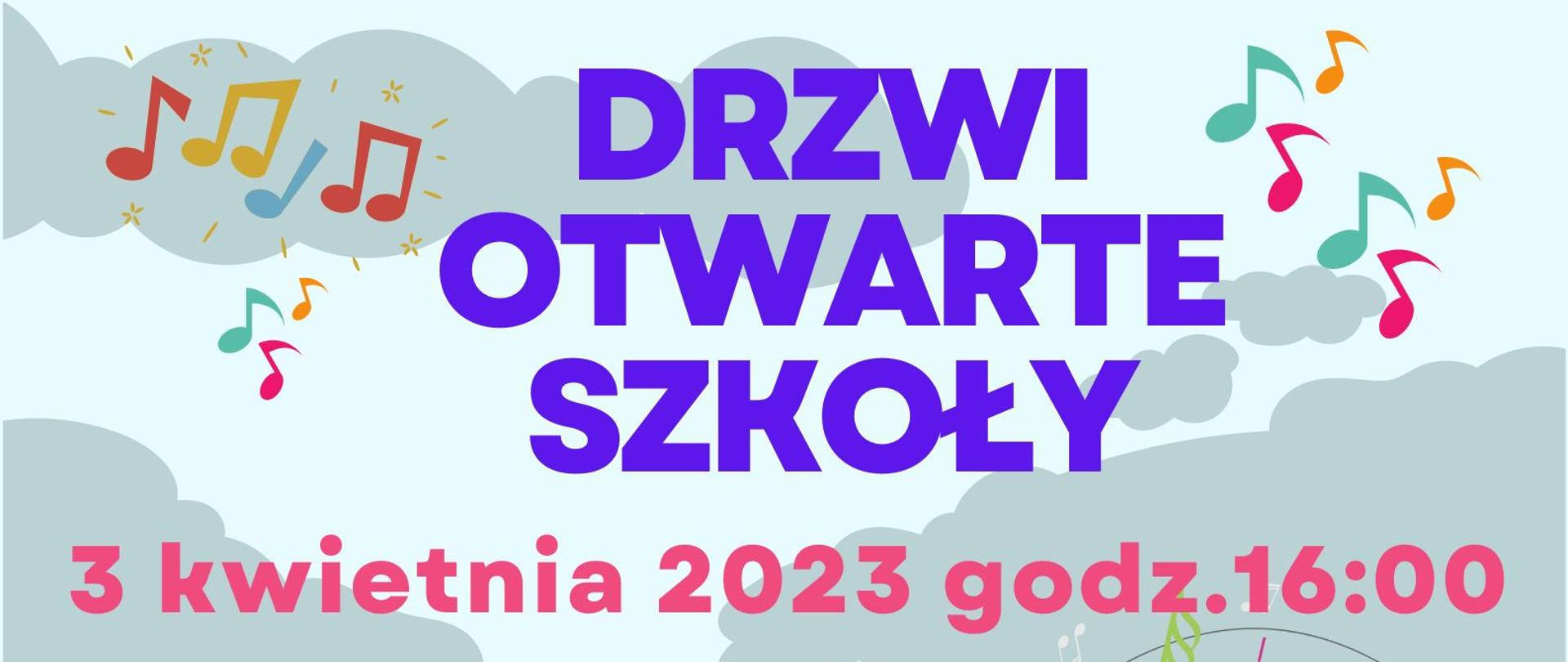 Plakat z informacją dla kandydatów do szkoły i zaproszeniem na dzień otwarty szkoły