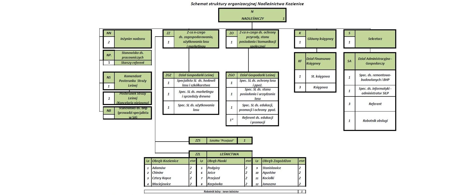 Schemat Organizacyjny Nadleśnictwa Kozienice