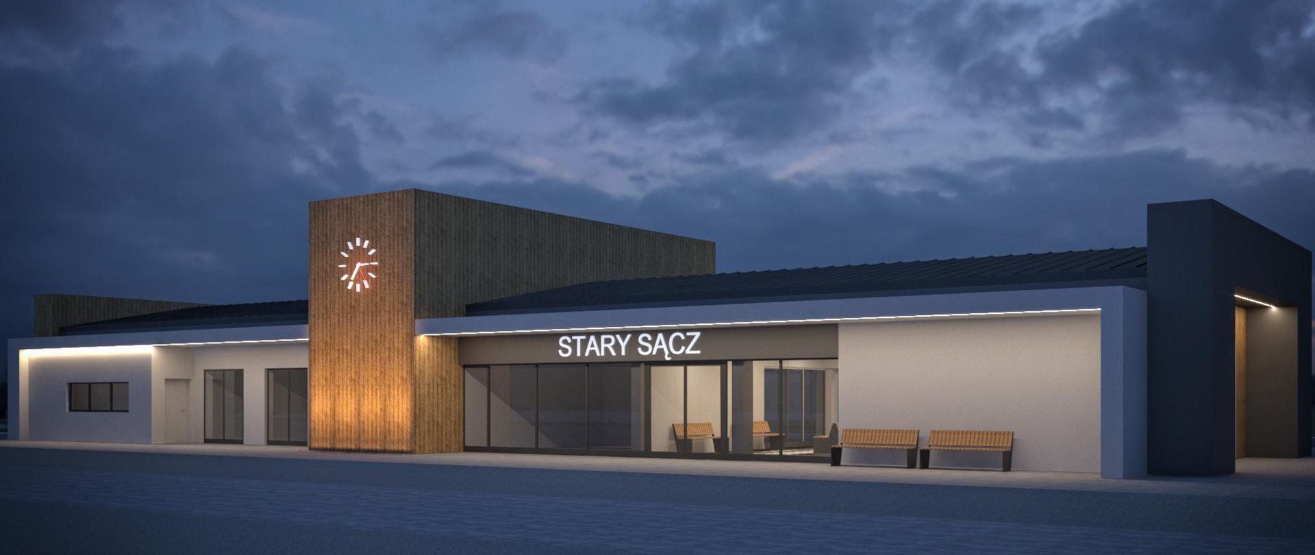 Wizualizacja dworca w Starym Sączu