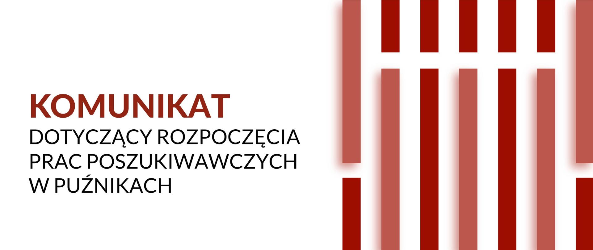 Komunikat o rozpoczęciu prac poszukiwawczych w Puźnikach, grafika