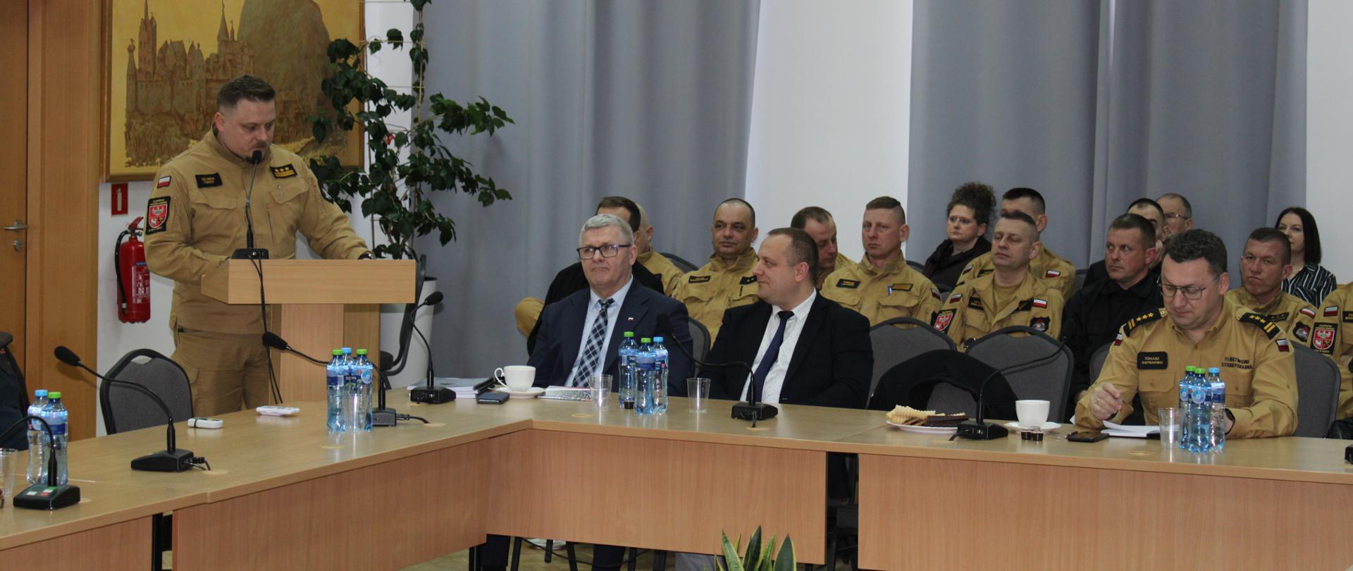 Podsumowanie działalności KP PSP w Nidzicy za rok 2023 st.bryg. Szymon Kokot zabiera głos