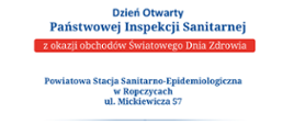 Grafika zachęcająca do udziału w Dniach Otwartych Powiatowej Stacji Sanitarno-Epidemiologicznej w Ropczycach 14 kwietnia w godzinach 10:00-14:00