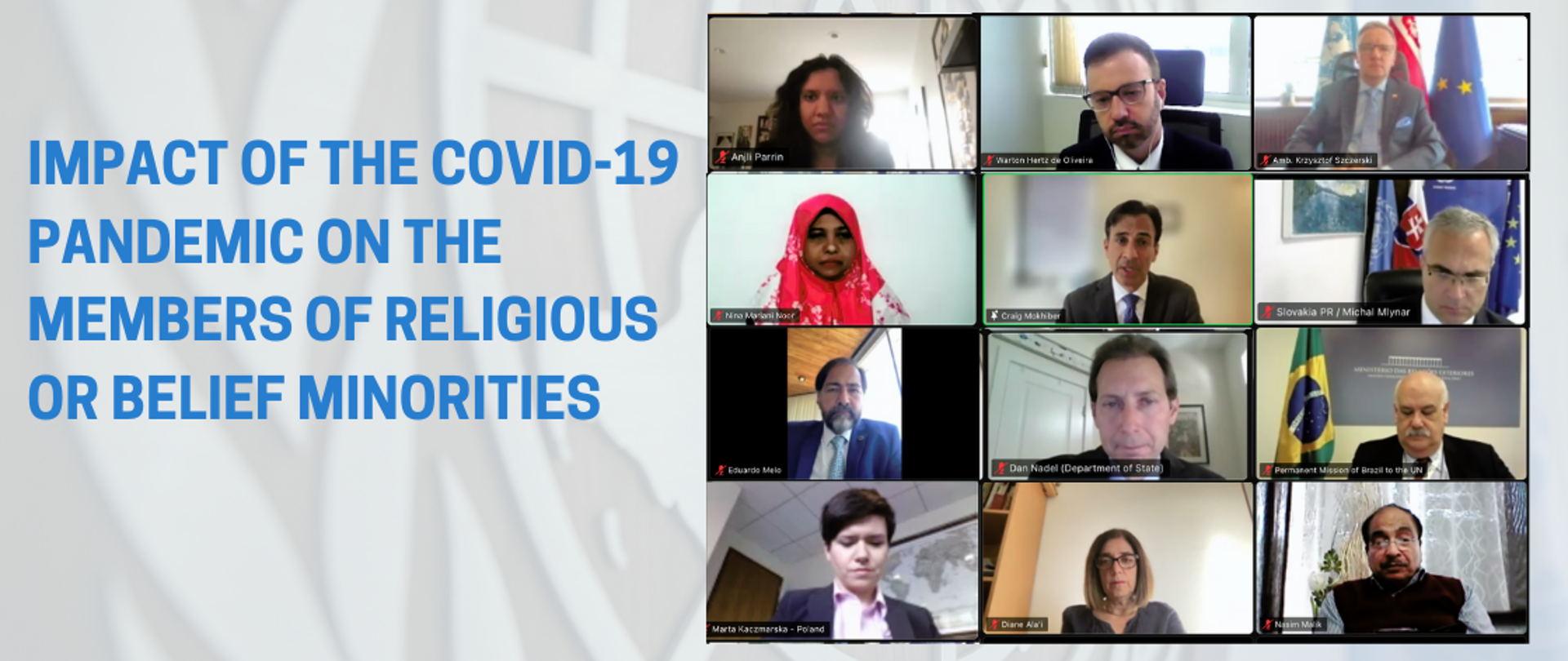 Virtual event on the impact of the COVID-19 pandemic on the members of religious or belief minorities