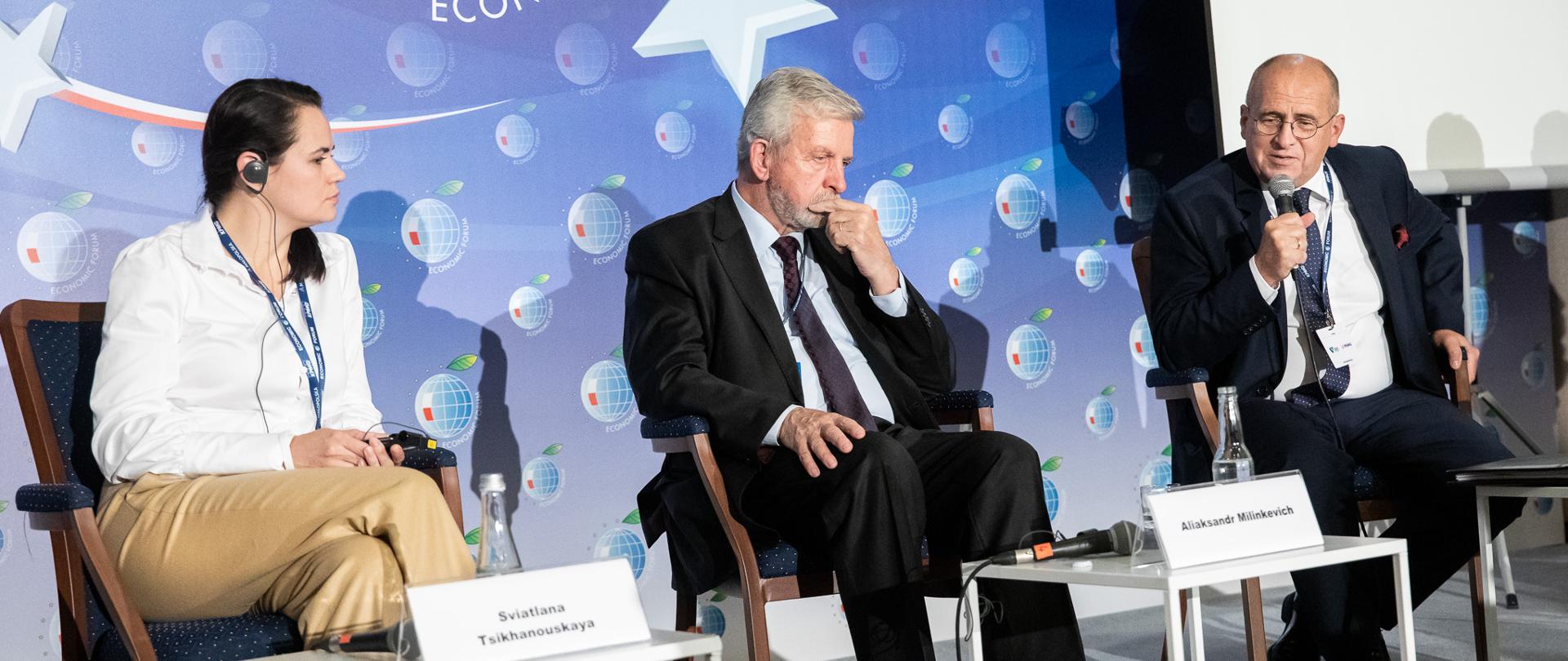 2020.09.09 Karpacz . Minister Zbigniew Rau . Forum Ekonomiczne Karpacz . Panel z udzialem Swiatlana Cichanouska .Fot. Tymon Markowski / MSZ