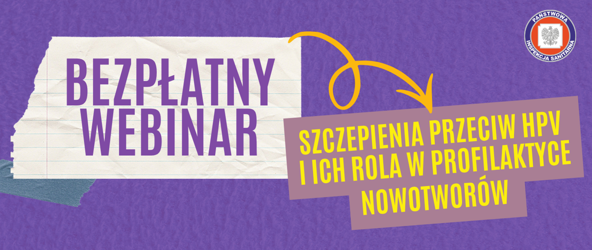 Grafika przedstawia informację dot. bezpłatnego webinaru na temat szczepień przeciw hpv i ich rola w profilaktyce nowotworów
