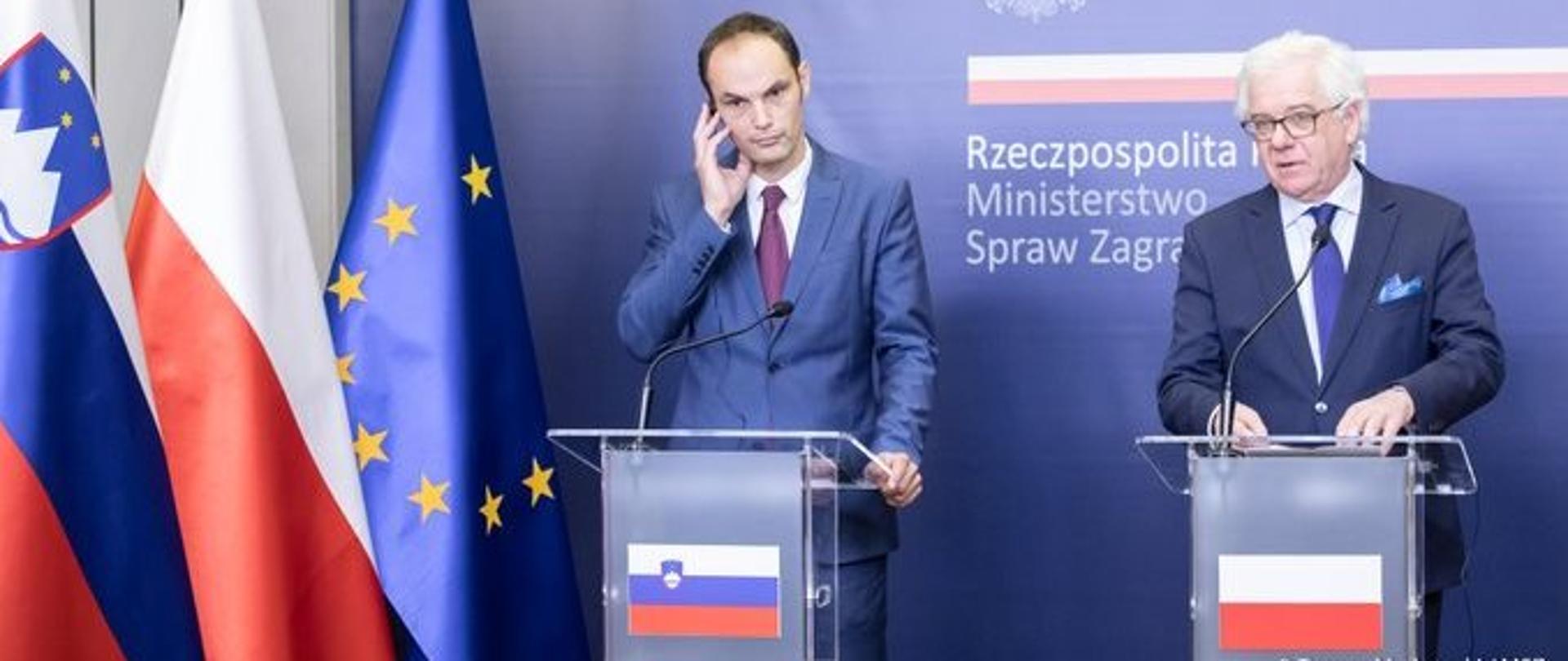 Minister Spraw Zagranicznych Jacek Czaputowicz i Minister SZ Słowenii Anze Logar