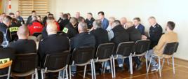 Spotkanie zastępcy Śląskiego Komendanta Wojewódzkiego PSP, koordynatora ds. współpracy PSP i OSP - st. bryg. Rafała Świerczka z prezesami oraz naczelnikami jednostek ochotniczych straży pożarnych z powiatu myszkowskiego