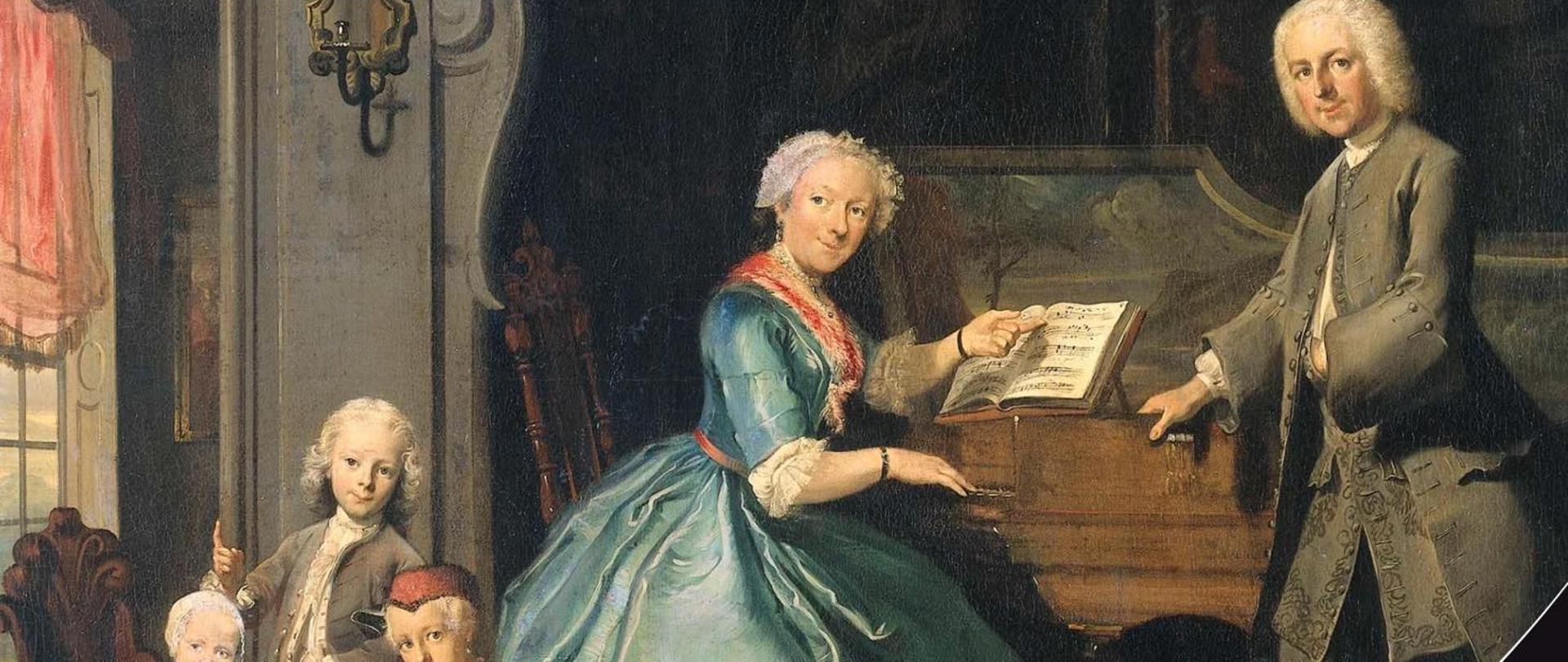 w górnej części grafika przedstawiająca rodzinę przy fortepianie, poniżej szczegółowe informacje dotyczące audycji