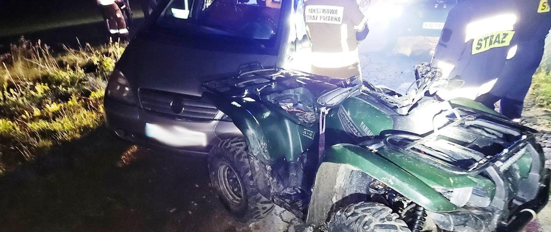 Samochód i quad po zderzeniu