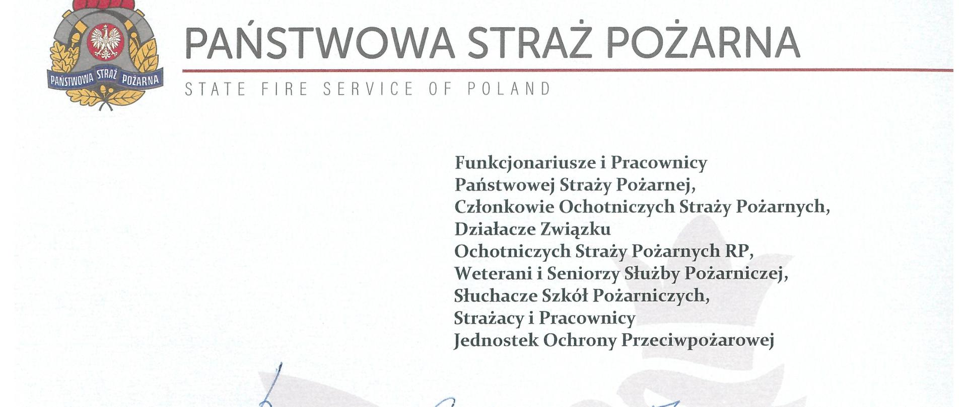 Życzenia KG z okazji dnia strażaka