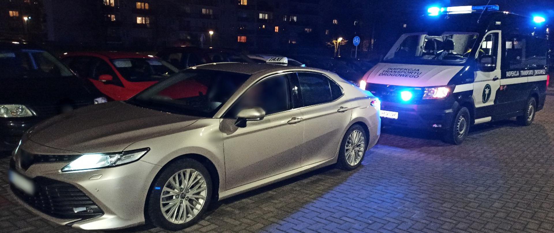 Nocne kontrole pojazdów i kierowców świadczących zarobkowy przewóz osób na terenie Lublina.