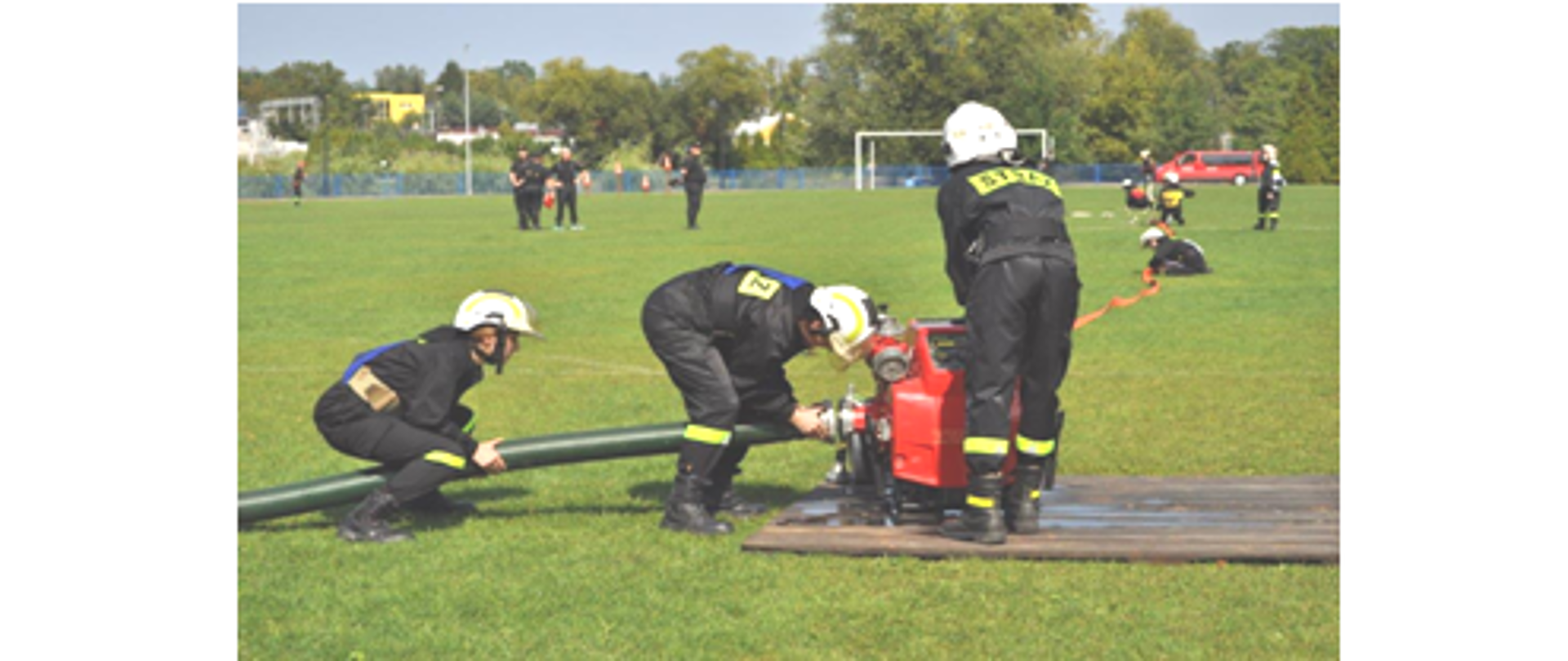 Plakat promujący XII Powiatowe Zawody Sportowo-Pożarnicze Ochotniczych Straży Pożarnych