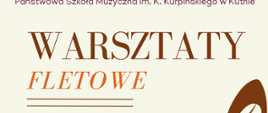 Plakat utrzymany jest w ciepłej, stonowanej kolorystyce (odcienie beżu, brązu i ceglastego pomarańczu)
Tło: Jednolite, w kolorze jasnego beżu.
Grafika: Z prawej strony dominuje duży, ciemnobrązowy klucz wiolinowy, wokół którego zawija się dynamicznie pięciolinia z zapisanymi nutami. W lewym dolnym rogu znajduje się mniejszy fragment pięciolinii z nutami. Główny tytuł: WARSZTATY FLETOWE