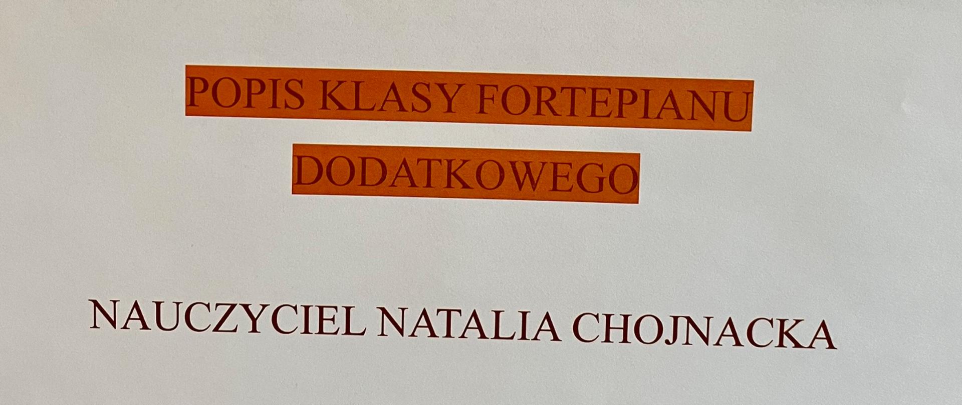 Popis klasy fortepianu dodatkowego p. Natalii Chojnackiej - 16 marzec 2026r.
