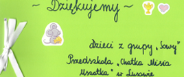 podziękowanie Przedszkole Chatka Misia Uszatka w Lusowie 2022