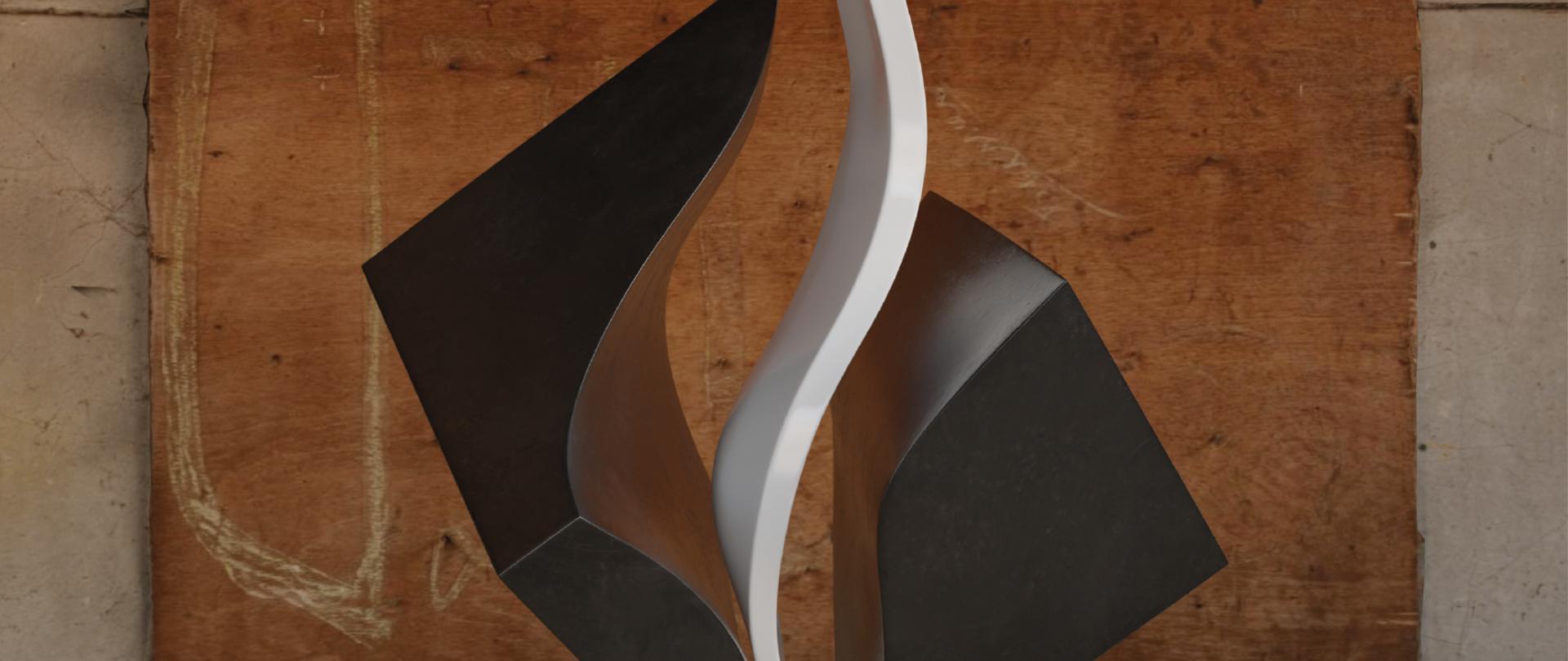 Plakat promujący Plener Rzeźbiarsko-Odlewniczy "SYMBIZA 2025 – RUNOWO".
Tło plakatu ma fakturę przypominającą starą, ciemną deskę lub płytę ze śladami zniszczenia, z jaśniejszym, prostokątnym elementem na górze, na którym znajduje się większość tekstu.
Centralny element graficzny to nowoczesna, abstrakcyjna rzeźba. Składa się ona z dwóch głównych, geometrycznych form, które spotykają się w centrum:
Ciemniejsza (czarna lub bardzo ciemnoszara), ostra, kanciasta bryła po lewej stronie.
Jaśniejsza (biała lub jasnoszara), płynnie wygięta forma po prawej, która zdaje się unosić lub wychodzić z ciemniejszej bryły.
Całość sugeruje dynamiczne spotkanie i interakcję, co nawiązuje do tytułu "SYMBIZA".
Tekst na plakacie:
Tytuł główny: PLENER RZEŹBIARSKO-ODLEWNICZY
Wyróżniony tytuł: SYMBIZA 2025
Lokalizacja: RUNOWO
Daty pleneru: ROZPOCZĘCIE PLENERU – 6.10.2025 12.10.2025 – ZAKOŃCZENIE PLENERU
Lista uczestników (podzielona na bloki):
KOŁO NAUKOWE TYGIEL ASP GDAŃSK
OPIEKUN - MAREK PISLNER
BARBARA BICZYK
MARTYNA ZALEWSKA
ZUZANNA KOBIELA
HANNA SCHRÖDER
PLSP BYDGOSZCZ
OPIEKUN - DAWID BOROWSKI
JULIA GIZAK
KAROLINA JAWORSKA
ANTONI OLSZEWSKI
MICHAŁ PAWŁOWSKI
PLSP KOSZALIN
OPIEKUN - MARCIN KUROPATWA
ZUZANNA GRAB
HANNA KACZOROWSKA
PAULINA GRZYB
OLIWIA JAREMA
PLSP ZAKOPANE
OPIEKUN - ANDRZEJ WOJTAN
HELENA PYZIA
MATEUSZ WALKOSZ JAMBOR
NADIA KOCOT
EMILIA OSKWAREK
ZAPROSZENI ARTYŚCI
PROF. JAN SZCZYPKA
JULIA SOBIERAJSKA
KOMISARZ PLENERU
MARCIN KUROPATWA
Logotypy partnerów i patronów znajdują się u dołu, w tym m.in.: ASP Gdańsk TYGIEL, Pałac pod Bocianim Gniazdem, logotyp z liczbą 30 (prawdopodobnie rocznica lub jubileusz) oraz Centrum Edukacji Artystycznej.