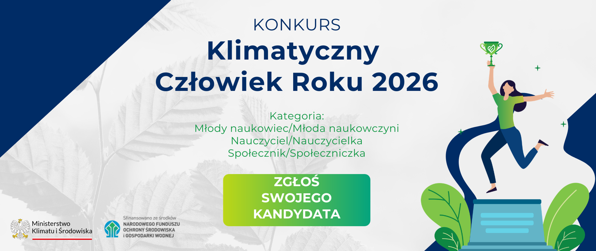 Grafika promująca nabór do konkursu Klimatyczny Człowiek Roku 2026