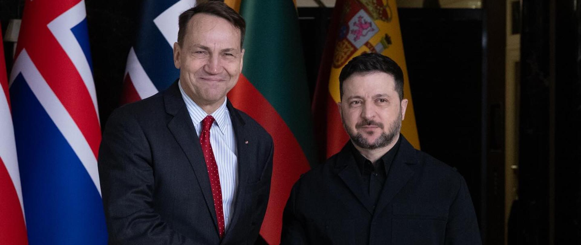 Wicepremier Radosław Sikorski i Prezydent Wołodymyr Zełeński