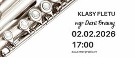 Plakat informacyjny dotyczący popisu klasy oboju mgr Darii Branny odbywającego się w dniu 02.02.2026 o godz. 17.00.