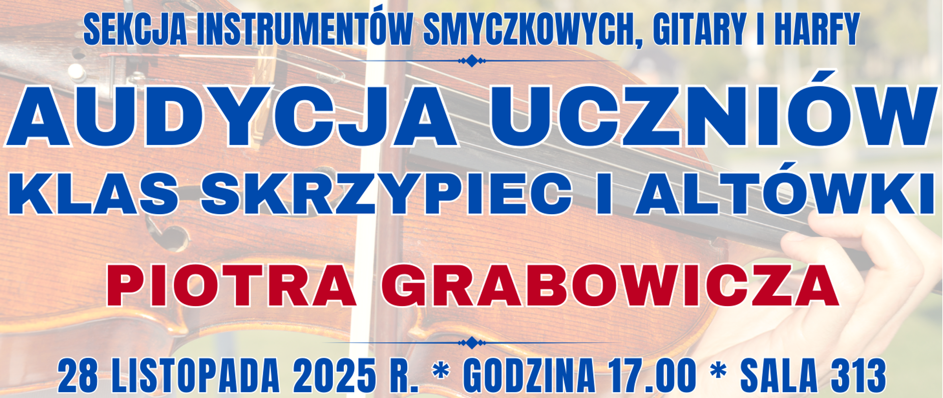 baner w tle altówka oraz informacja o wydarzeniu