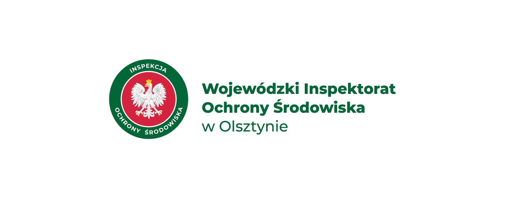 Logo Inspekcji Ochrony Środowiska z orłem w tle. Obok zielony napis Wojewódzki Inspektorat Ochrony Środowiska w Olsztynie