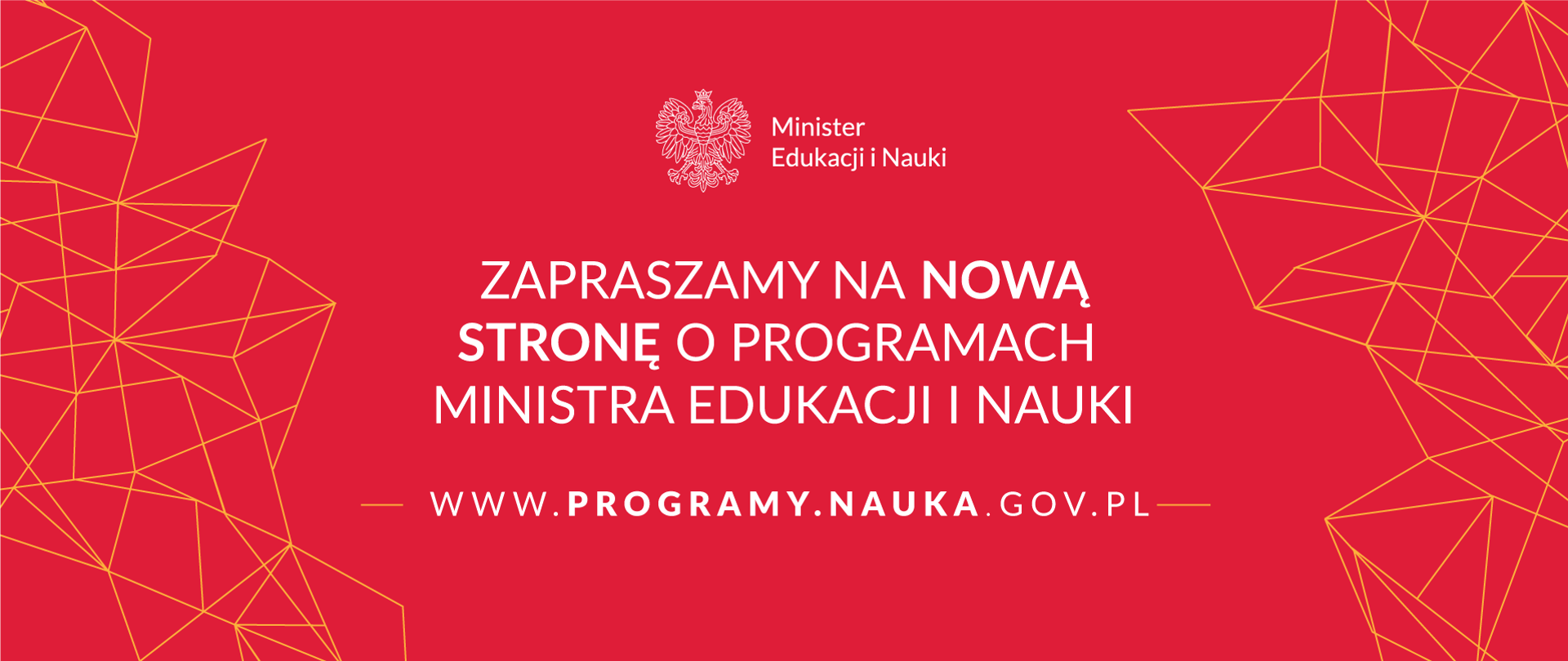 Grafika z tekstem: "Zapraszamy na nowa stronę o programach ministra edukacji i nauki – www.programy.nauka.gov.pl"