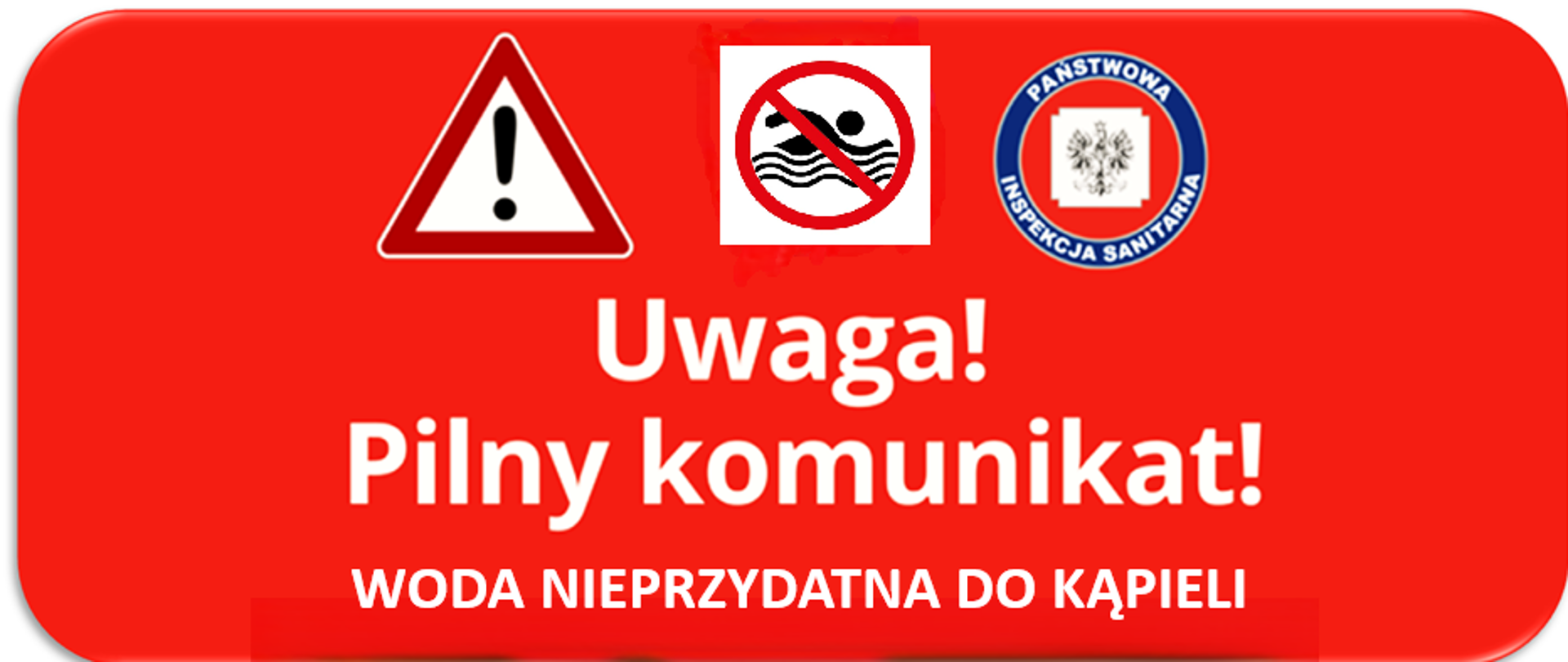 komunikat czerwony woda nieprzydatna KĄPIEL