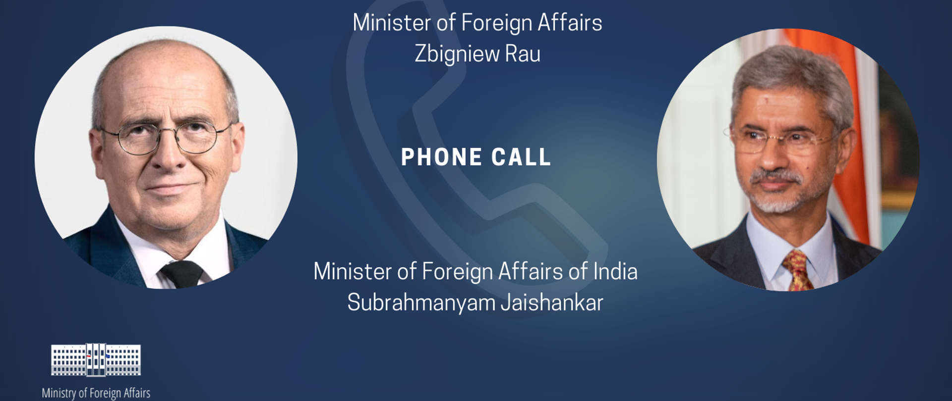 Minister Zbigniew Rau holds a telephone conversation with the Republic of India’s External Affairs Minister Subrahmanyam Jaishankar