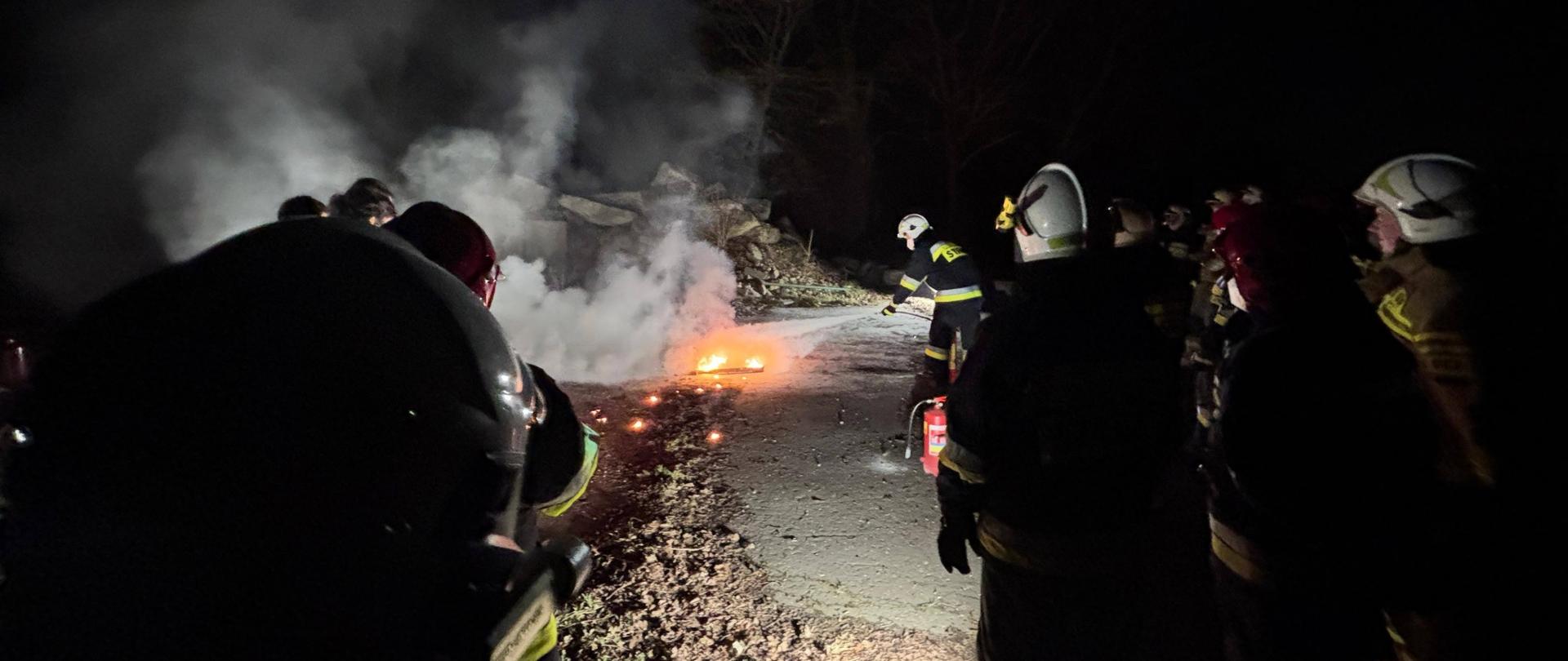 Pokaz gaszenia pożaru przy użyciu gaśnicy