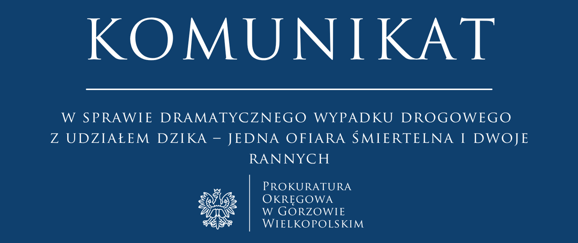 Komunikat w sprawie dramatycznego wypadku drogowego z udziałem dzika – jedna ofiara śmiertelna i dwoje rannych