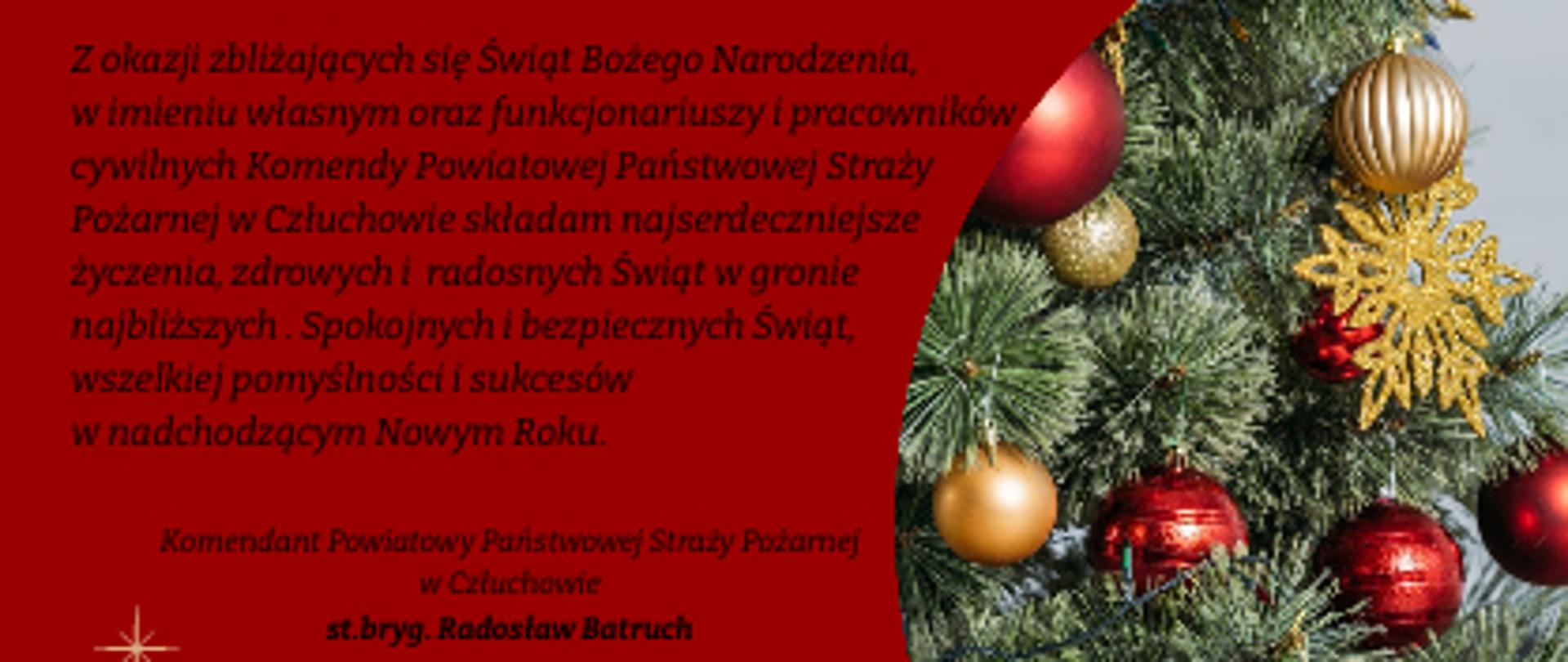 Życzenia Bożonarodzeniowe Komendanta Powiatowego PSP w Człuchowie