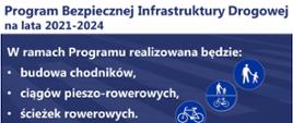 W ramach Programu realizowana będzie: budowa chodników, ciągów pieszo-rowerowych, ścieżek rowerowych - infografika