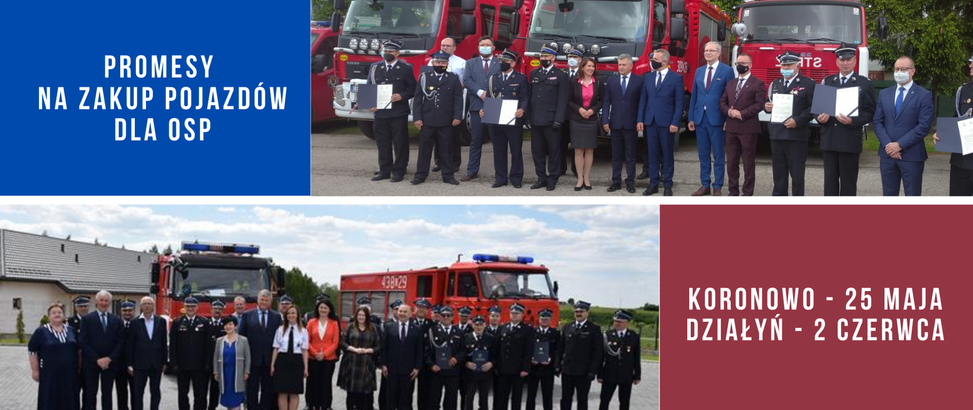 Plakat złożony ze zdjęć grupowych uczestników uroczystego wręczenia promes i napisu informującego o czasie wydarzenia.