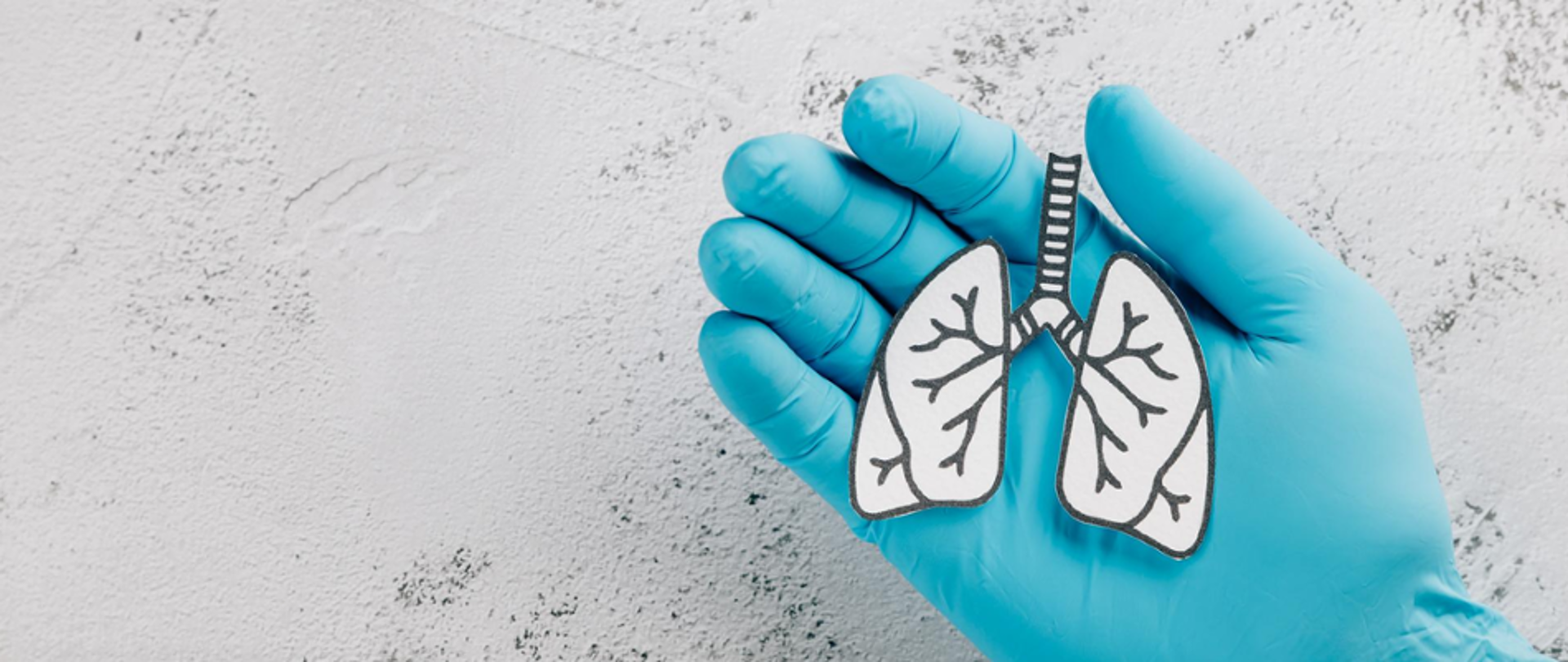 Zdjęcie przedstawia dłoń trzymającą narysowane płuca