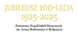 na białym tle zółty napis jubileusz sto lat szkoły