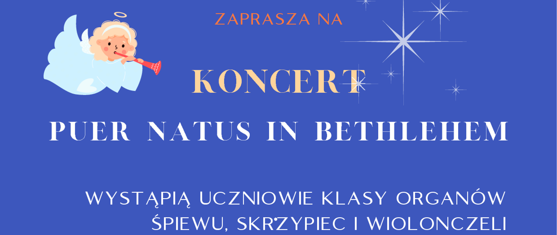 Zapraszamy na kolejny koncert bożonarodzeniowy. Wystąpią uczniowie i nauczyciele - instrumentaliści i wokaliści - Państwowej Szkoły Muzycznej im. Mieczysława Karłowicza w Katowicach. Wykonane zostaną utwory organowe i wokalno - instrumentalne, inspirowane Bożym Narodzeniem. Zabrzmi m. in. muzyka Dietericha Buxtehudego, Aleksandra Guilmanta, Juliana Gembalskiego i Władysława Żeleńskiego. Serdecznie zapraszamy. Sobota 20 grudnia 19.00 – kościół Najświętszych Imion Jezusa i Maryi w Katowicach Brynowie, ul. Nasypowa.
