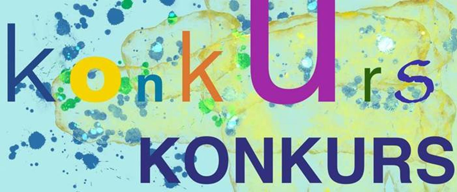 Wielokolorowa grafika konkursu plastycznego Muzyczna jesień 2023 z tekstem "Konkurs