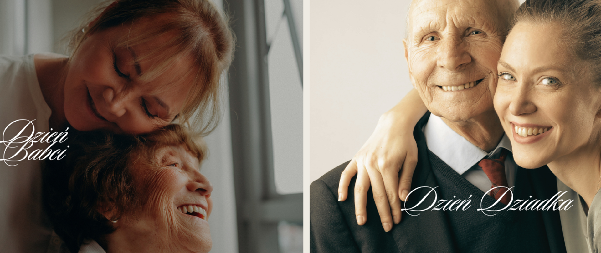 zdjęcia uśmiechniętych wnuczek przytulających babcię i dziadka