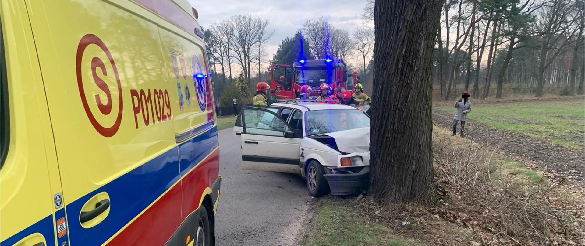 Samochód osobowy uderzył w drzewo
