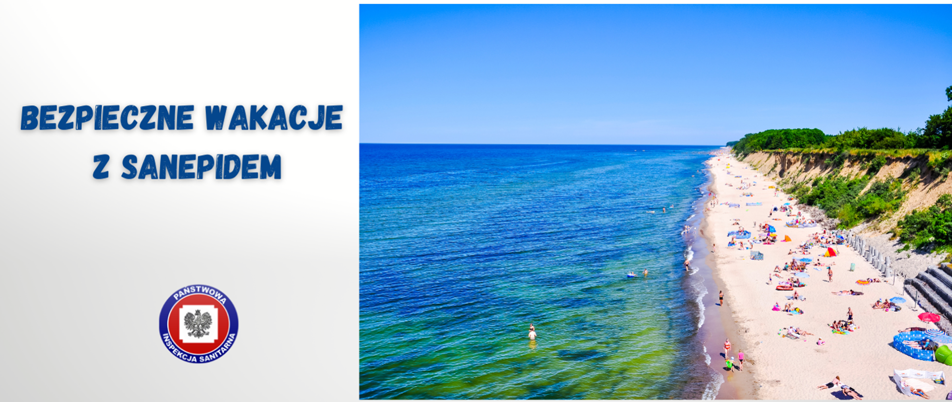 plaża, parawany, ludzie strojach kąpielowych, szmaragdowa woda