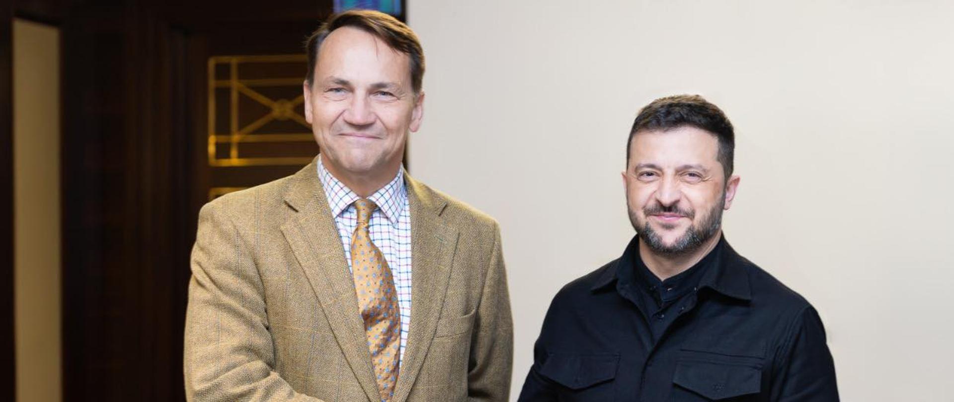 Wicepremier Radosław Sikorski oraz Prezydent Wołodymyr Zełenski.