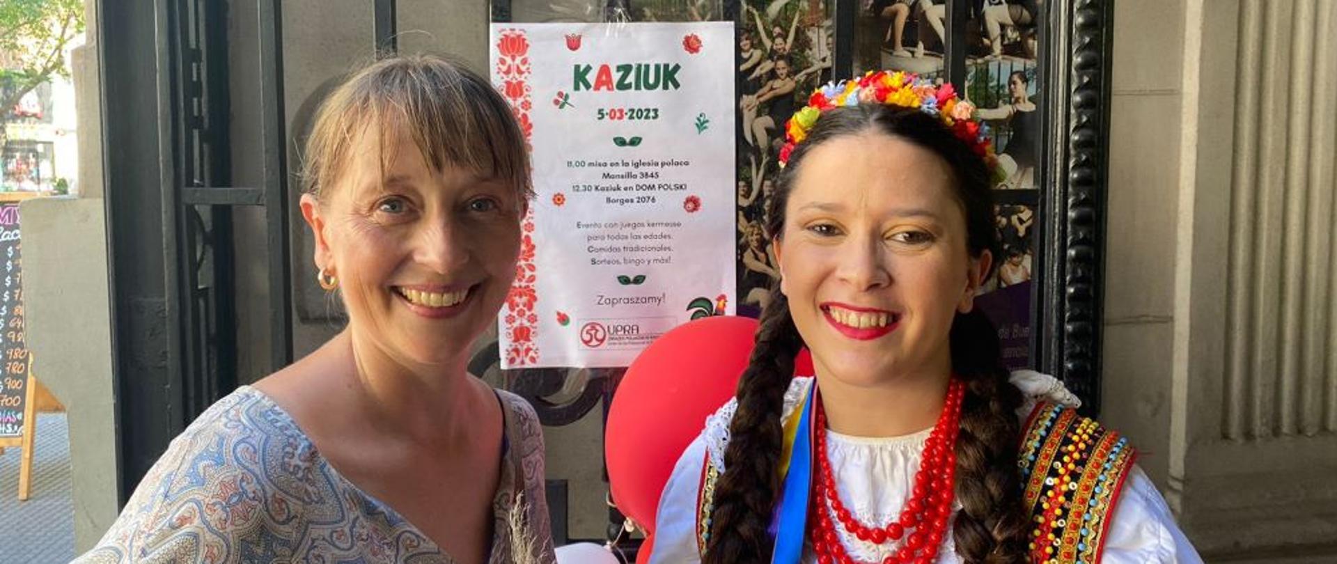 Aleksandra Piątkowska, Ambasador RP w Argentynie i Barbara Warzyca, jedna z organizatorek tegorocznej edycji Kaziuka w Buenos Aires.