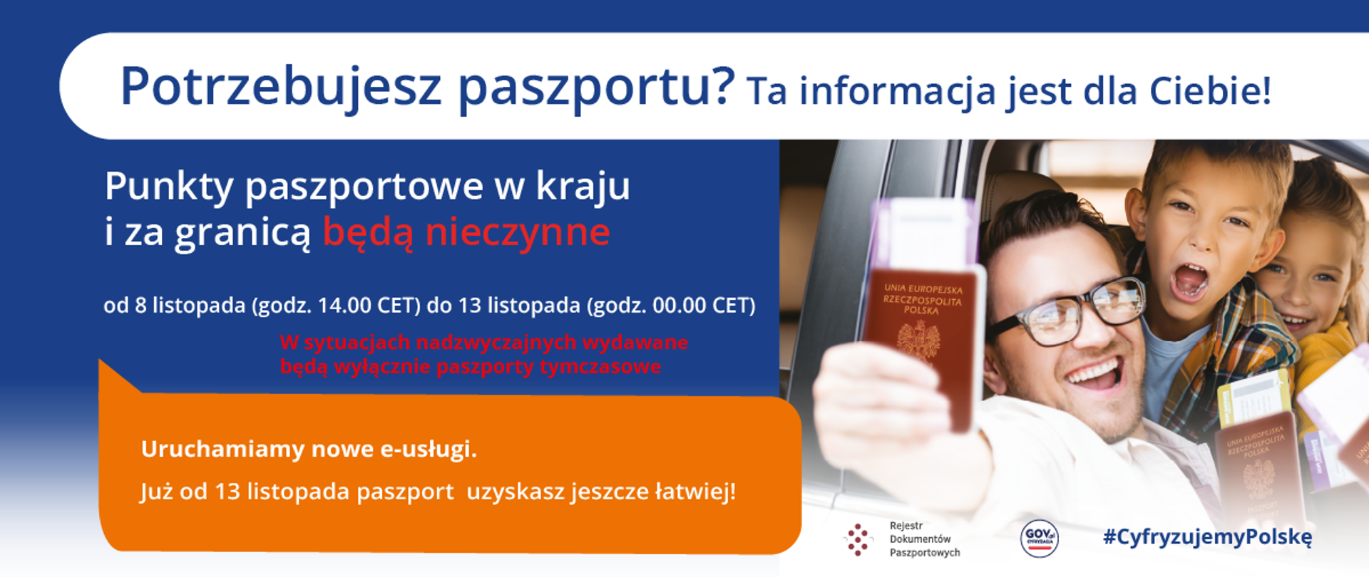 Infografika dot. zamknięcia biura paszportowego