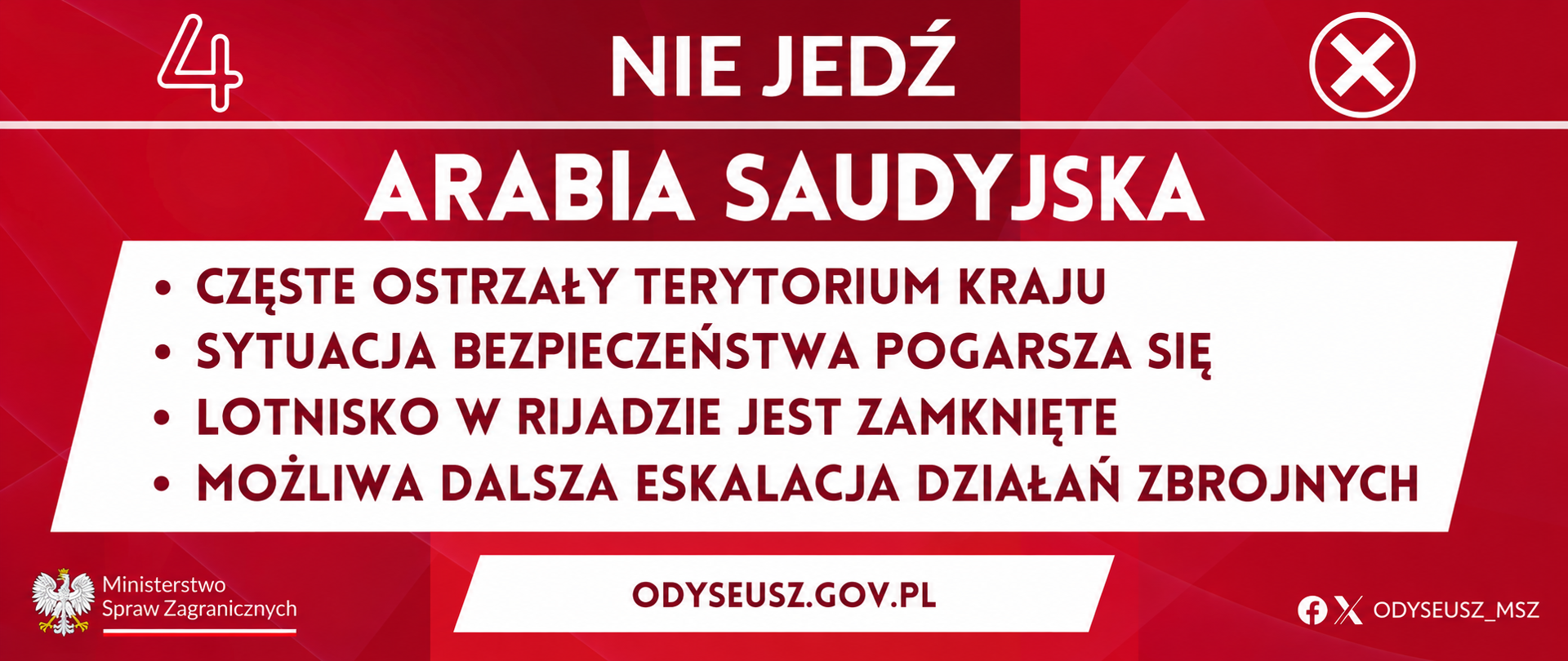  Komunikat Odyseusz dla Arabii Saudyjskiej poziom 4