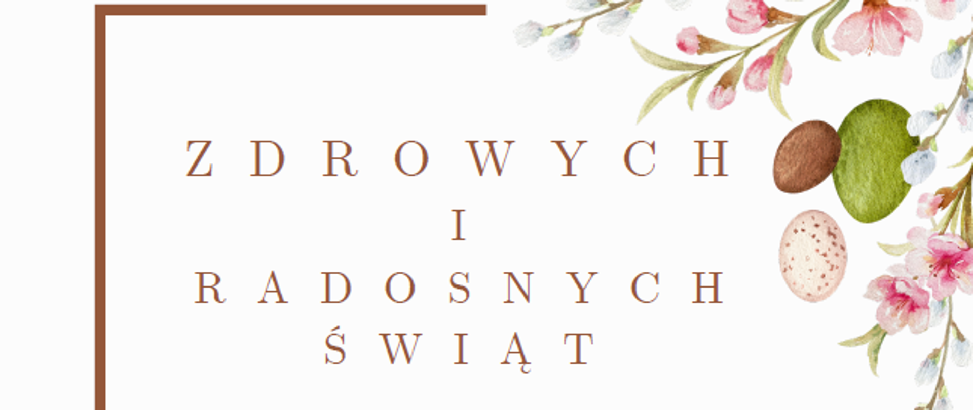 Życzenia Wielkanocne - 2024 r. - Elementy dekoracyjne. Białe tło. Jajka, kwiatki.