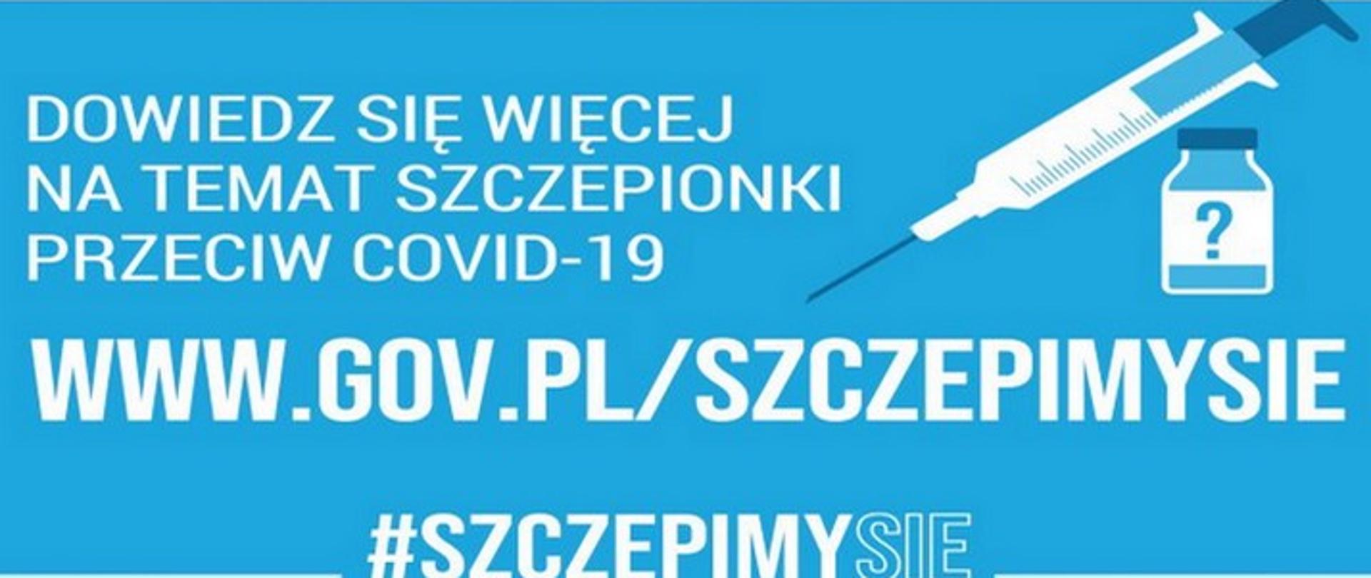 Zdjęcie z adresem strony informacyjnej dotyczącej szczepień przeciw COVID-19